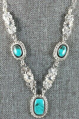 Navajo Turquoise & Sterling Silver Necklace - Lee Shorty