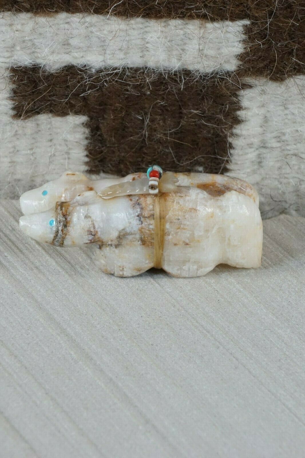 Mountain Lion and Wolf Zuni Fetish Carving - Peter Gasper - High Lonesome Trading
