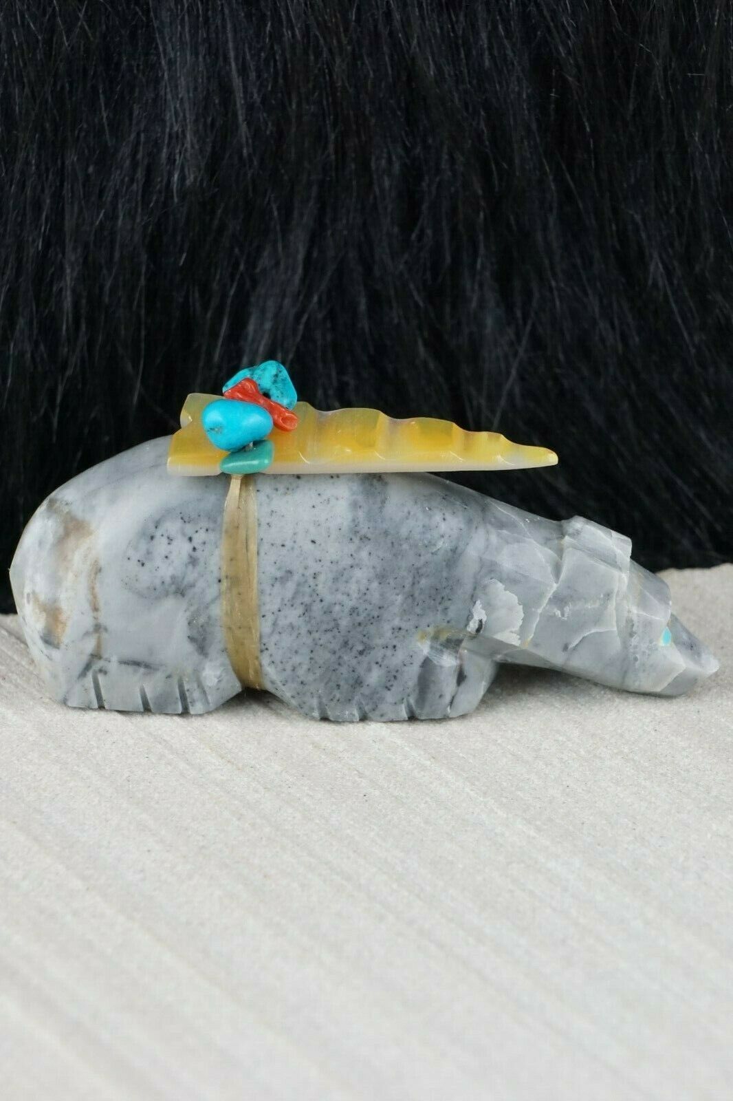 Bear Zuni Fetish Carving - Joshua Leki - High Lonesome Trading