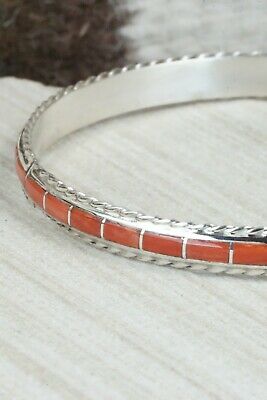 Coral & Sterling Silver Bangle Bracelet - Jessica Chavez
