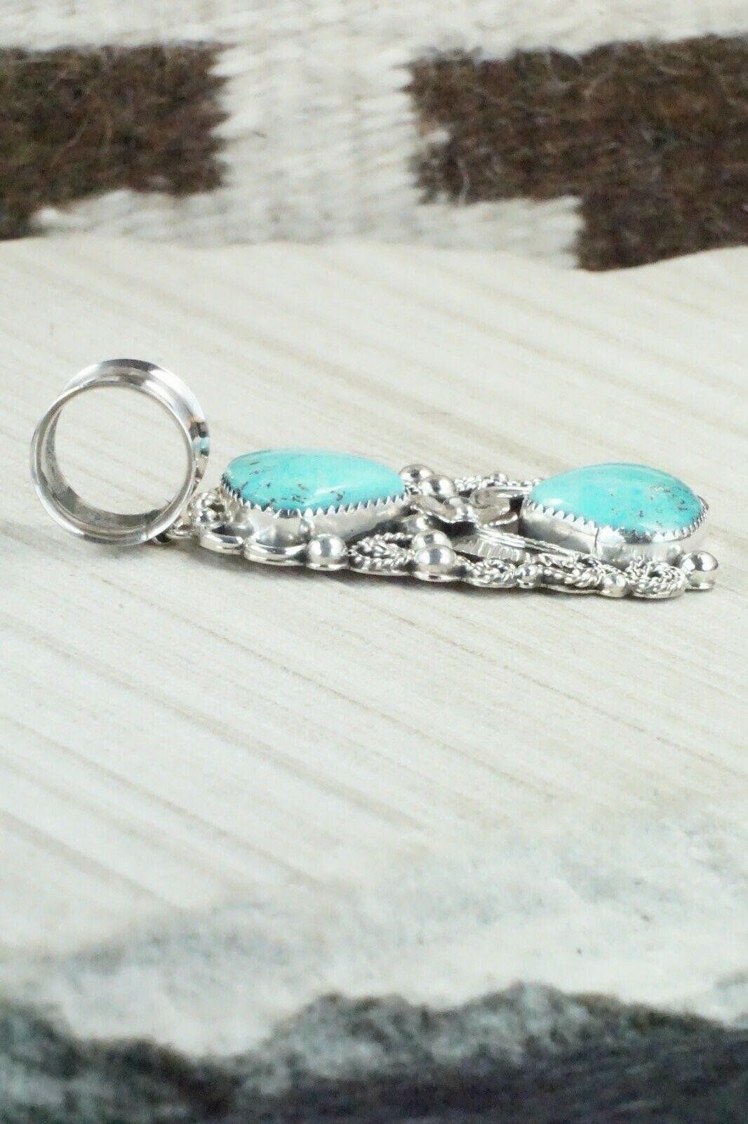 Turquoise and Sterling Silver Pendant - Shirley Largo