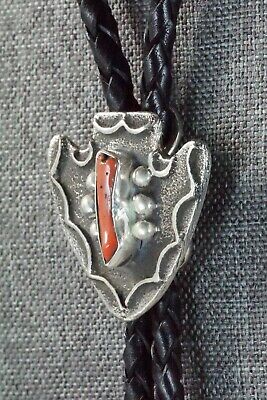 Coral & Sterling Silver Bolo Tie - Delbert Arviso