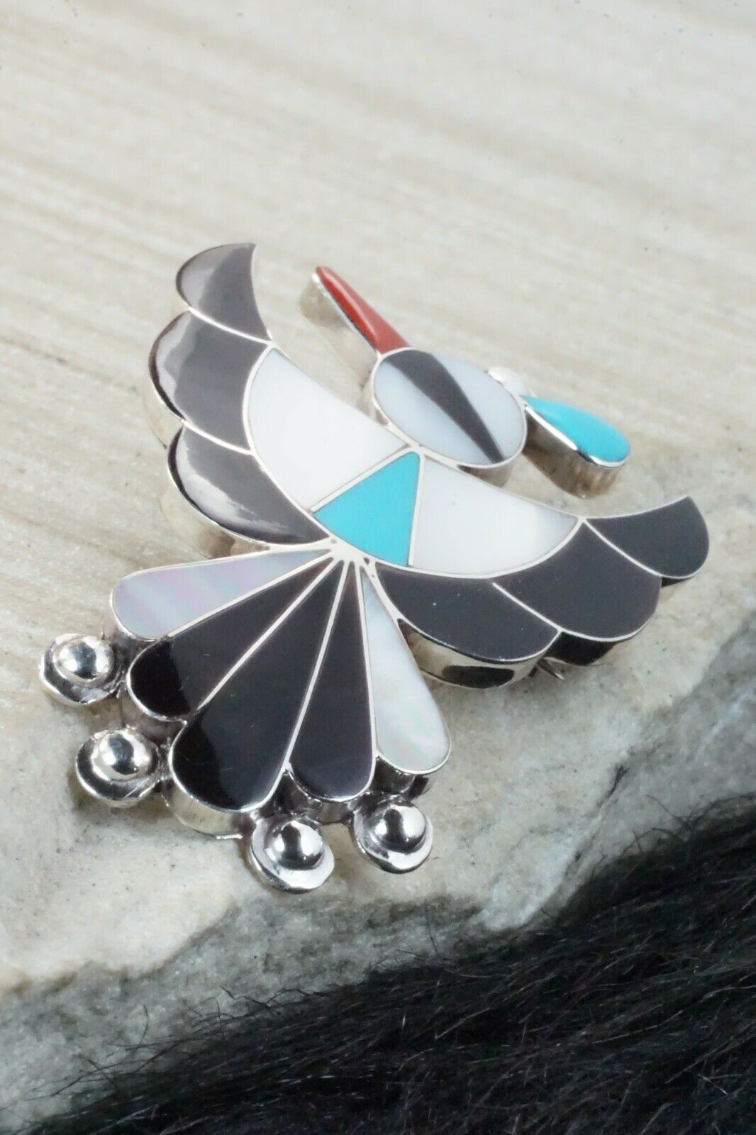 Multi Stone & Sterling Silver Inlay Pendant/ Pin - Leavus Ahiyite