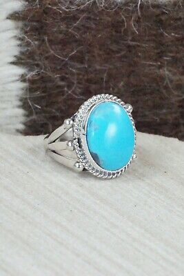 Turquoise & Sterling Silver Ring - Genevieve Frank - Size 7.5