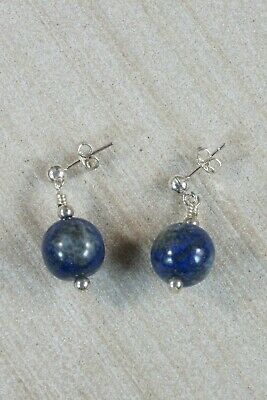 Navajo Lapis and Sterling Silver Earrings - Native American - High Lonesome Trading