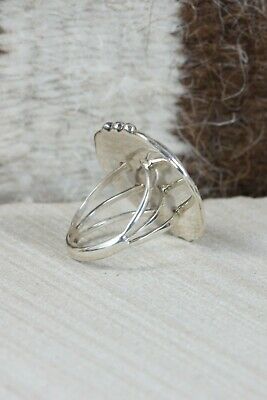 Navajo Spiny Oyster & Sterling Silver Ring - Samuel Yellowhair - Size 7.75