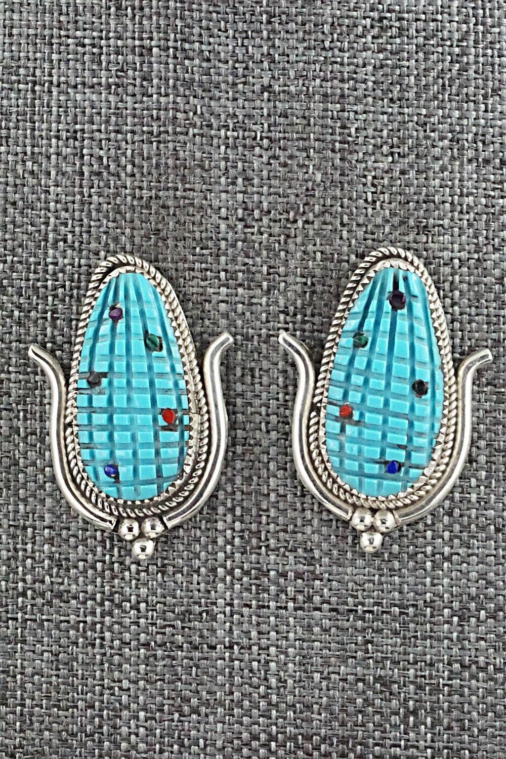 Turquoise & Sterling Silver Earrings - Tracy Bowekity