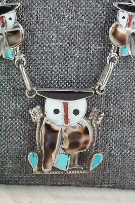 Inlay Owl Necklace and Sterling Silver Earrings Set - Pitkin Natewa