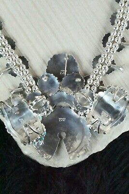 Turquoise & Sterling Silver Squash Blossom Set - Eunise Wilson