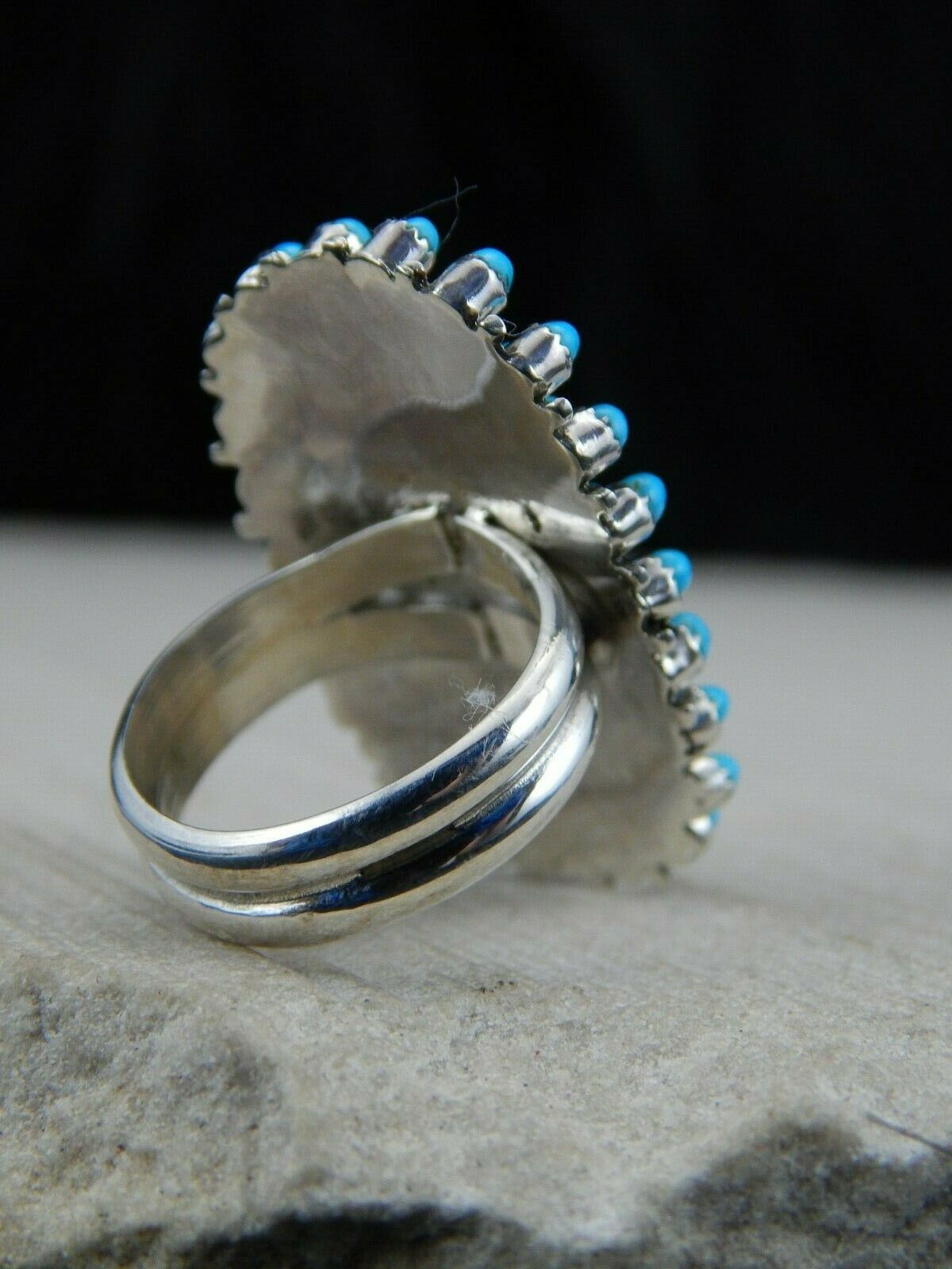 Zuni Turquoise & Sterling Silver Ring - Connie Wyaco - Size 6.5 - High Lonesome Trading