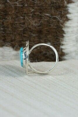 Navajo Turquoise & Sterling Silver Ring - Samuel Yellowhair - Size 5.75