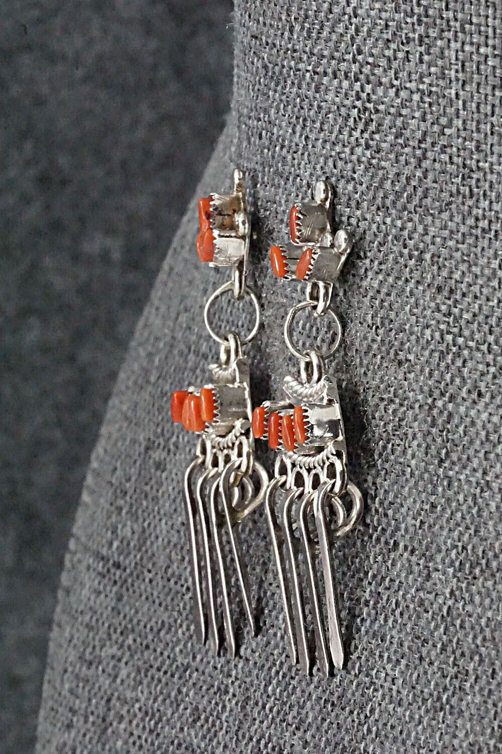 Coral & Sterling Silver Earrings - Rosa Fambrough