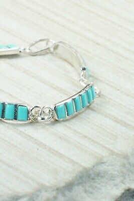 Turquoise & Sterling Silver Link Bracelet - Glennette Luna