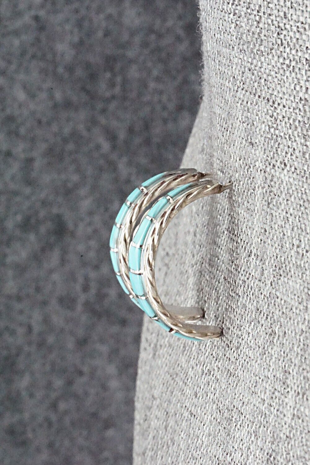 Turquoise & Sterling Silver Hoop Earrings - Malcolm Chavez