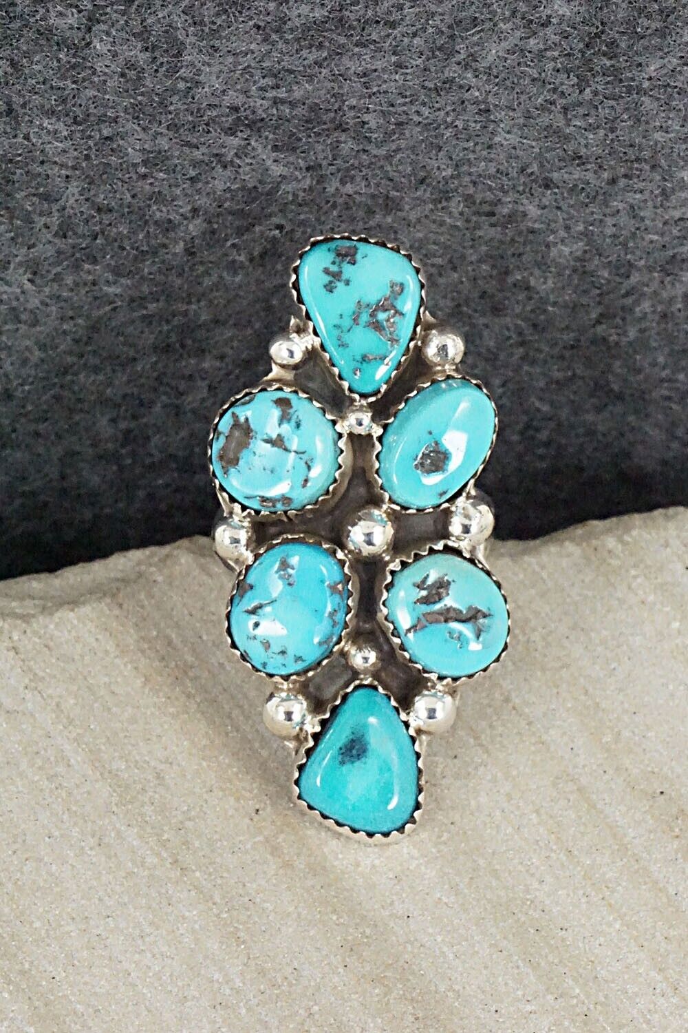 Turquoise Sterling Silver Ring - Roberta Begay - Size 8.5