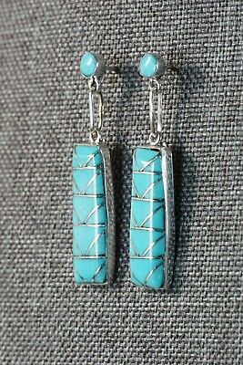 Zuni Turquoise & Sterling Silver Earrings - Phyllis Lucio - High Lonesome Trading