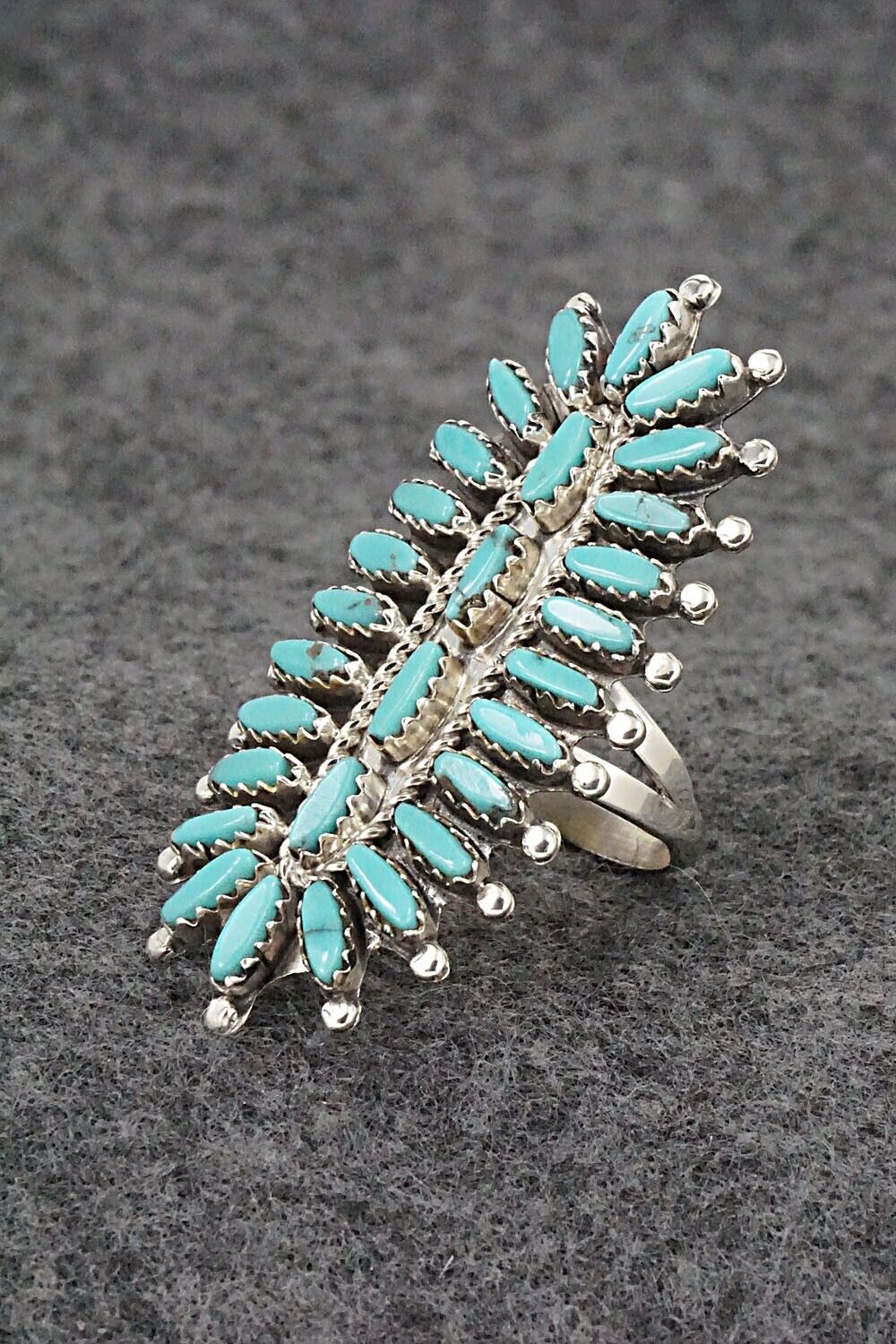 Turquoise & Sterling Silver Ring - Nathaniel Nez - Size 7