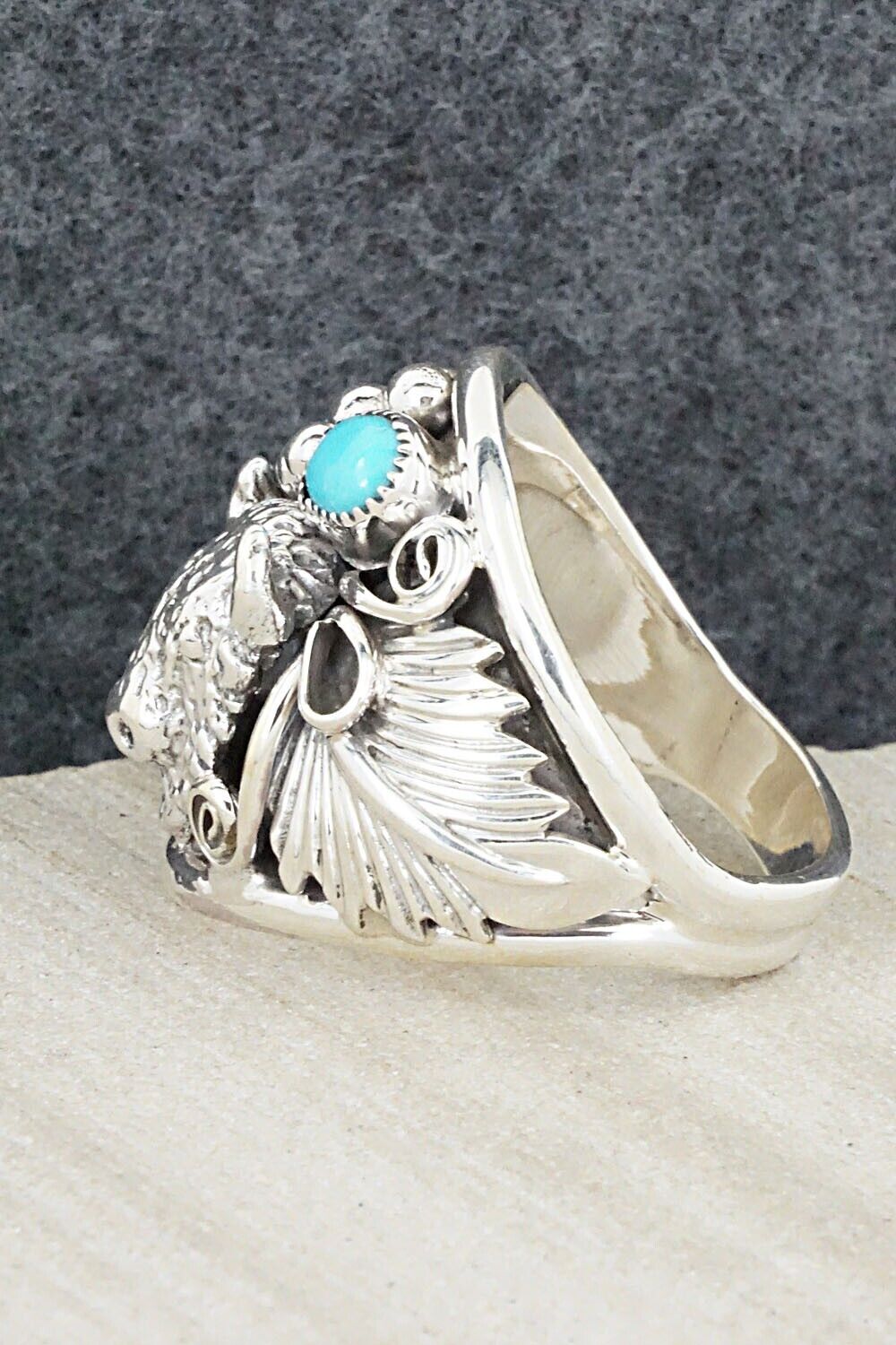 Turquoise & Sterling Silver Ring - Jeannette Saunders - Size 12
