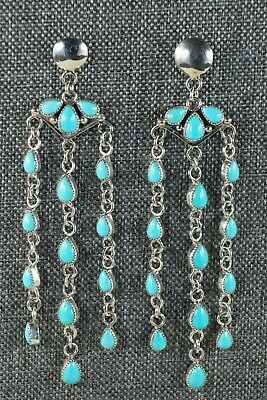 Navajo Turquoise and Sterling Silver Earrings - Anthony Skeets - High Lonesome Trading