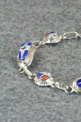 Lapis, Mother of Pearl & Sterling Silver Link Bracelet - Patty Edaakie