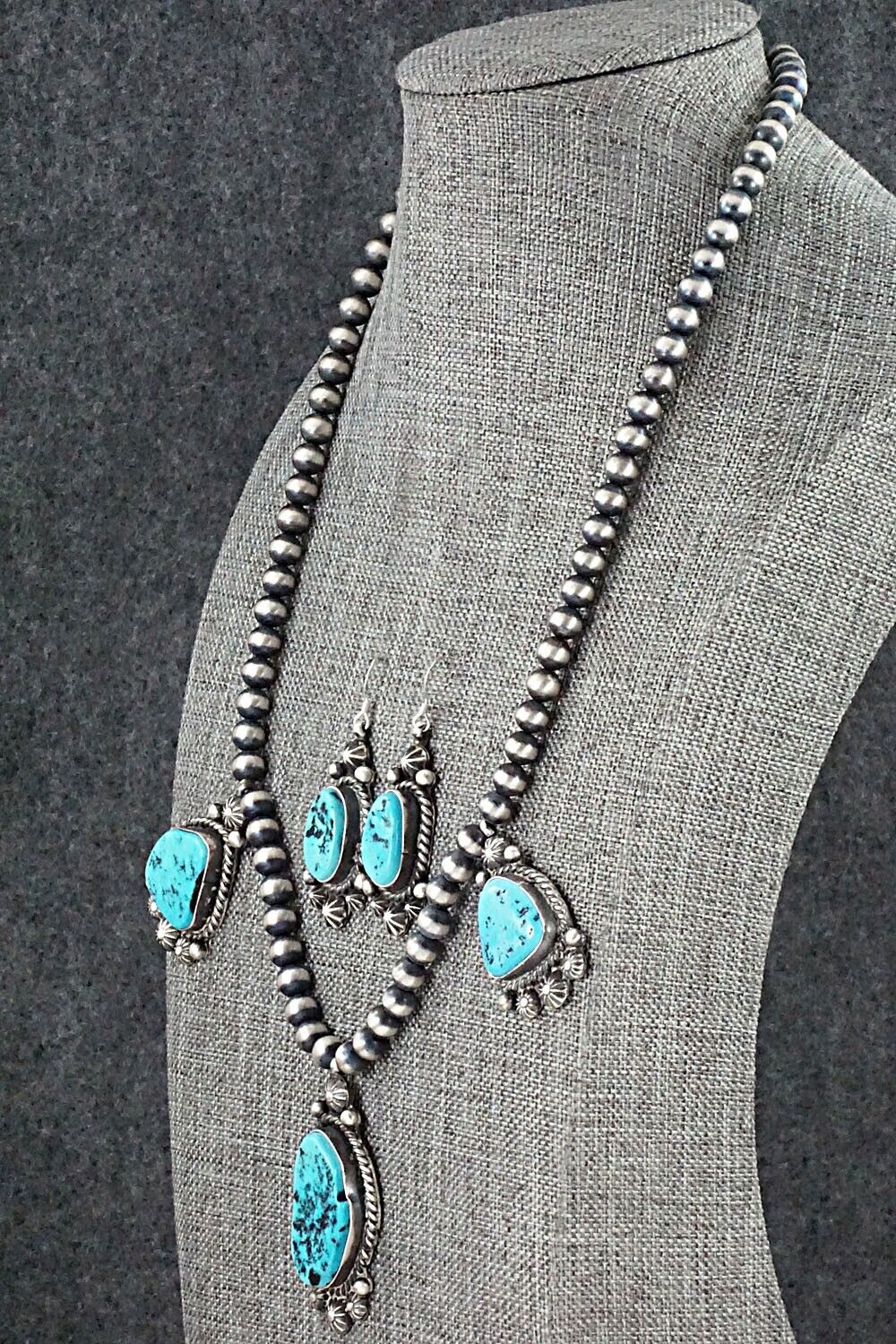 Turquoise & Sterling Silver Necklace and Earrings Set - Wilson Dawes