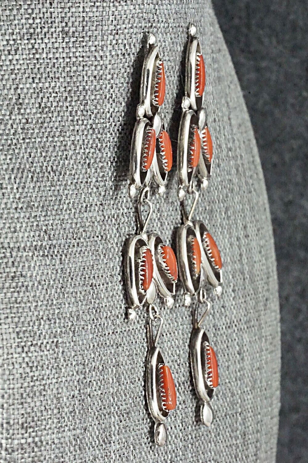 Coral & Sterling Silver Earrings - Viola Bobelu