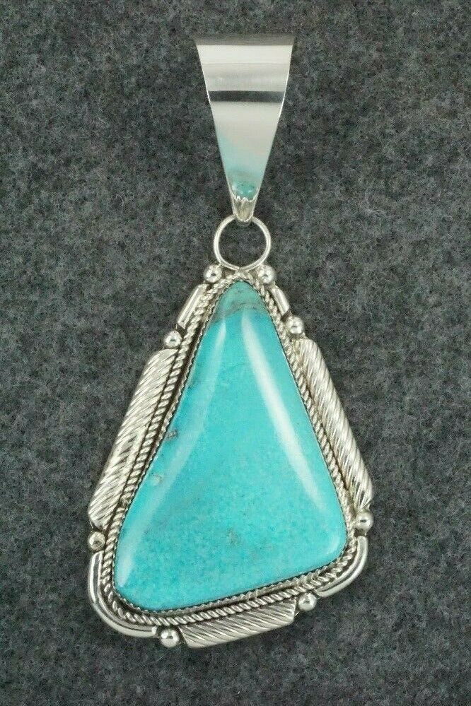 Turquoise and Sterling Silver Pendant - Kenny Calavaza