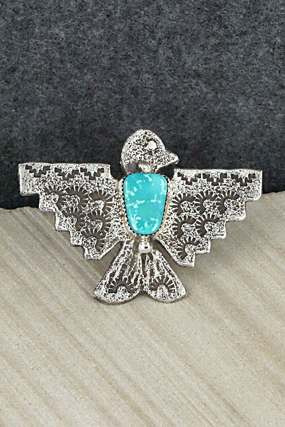 Turquoise & Sterling Silver Ring - Delbert Arviso - Size 8.25