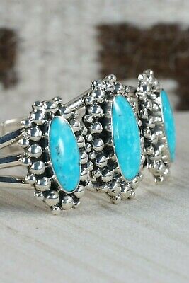 Navajo Turquoise and Sterling Silver Bracelet - Tom Lewis - High Lonesome Trading
