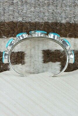 Navajo 7 Stone Turquoise and Sterling Silver Bracelet - Thomas Yazzie - High Lonesome Trading