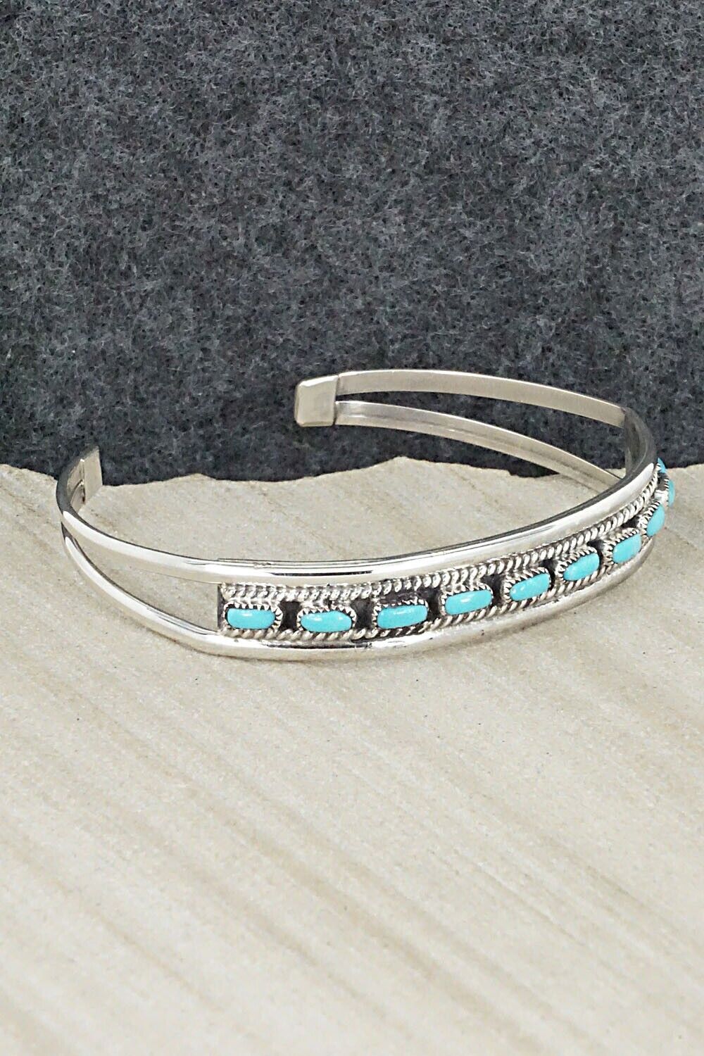 Turquoise & Sterling Silver Bracelet - Eldrick Seoatwa