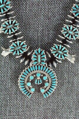 Turquoise & Sterling Silver Squash Blossom Set - Lorena Peina
