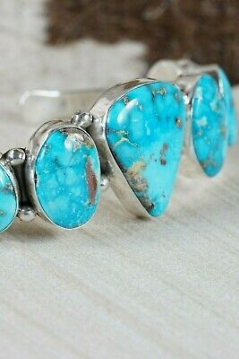 Navajo 7 Stone Turquoise and Sterling Silver Bracelet - Thomas Yazzie - High Lonesome Trading