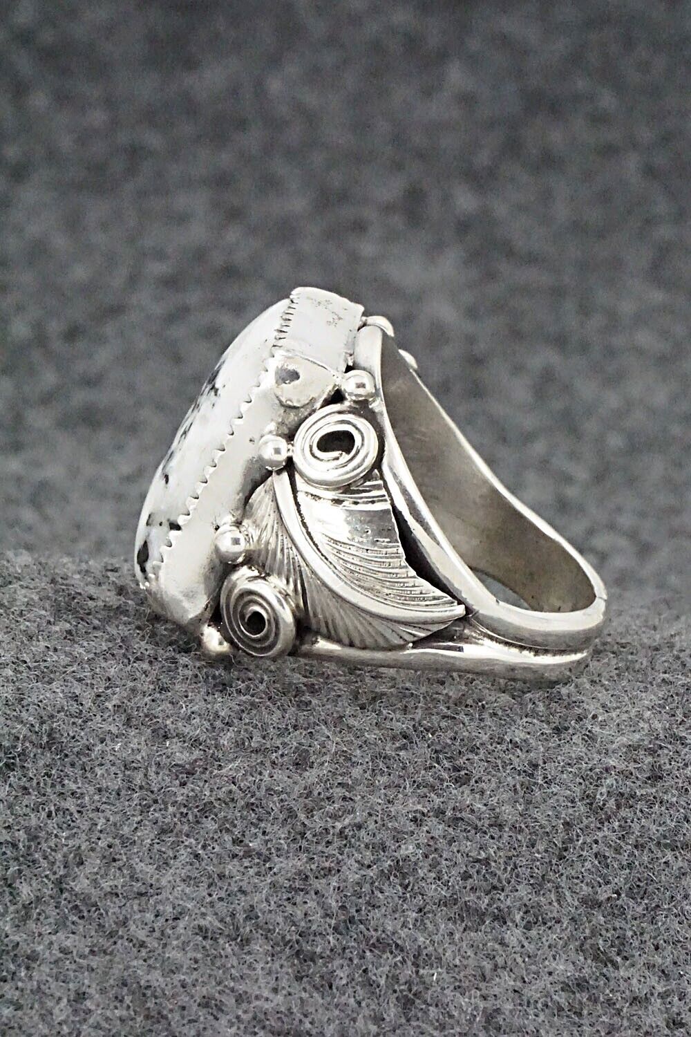 White Buffalo & Sterling Silver Ring - Darrell Morgan - Size 11