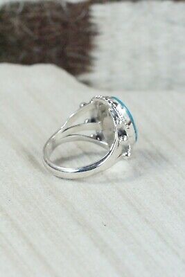 Navajo Turquoise & Sterling Silver Ring - Genevieve Frank - Size 7.5