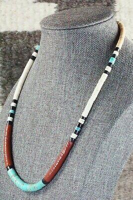 Turquoise, Shell & Sterling Silver Necklace - Torevia Crespin - High Lonesome Trading