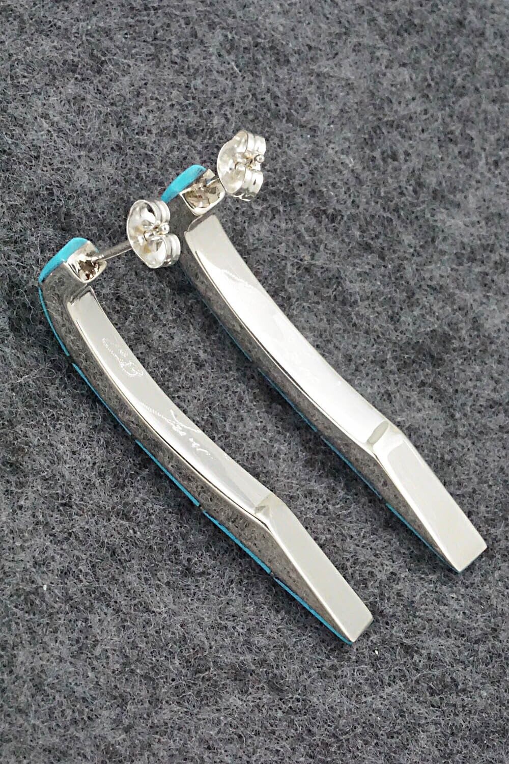 Turquoise & Sterling Silver Inlay Earrings - Verna Kanesta