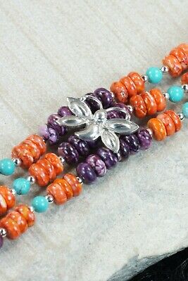 Navajo Spiny Oyster & Sterling Silver Butterfly Bracelet - Native American