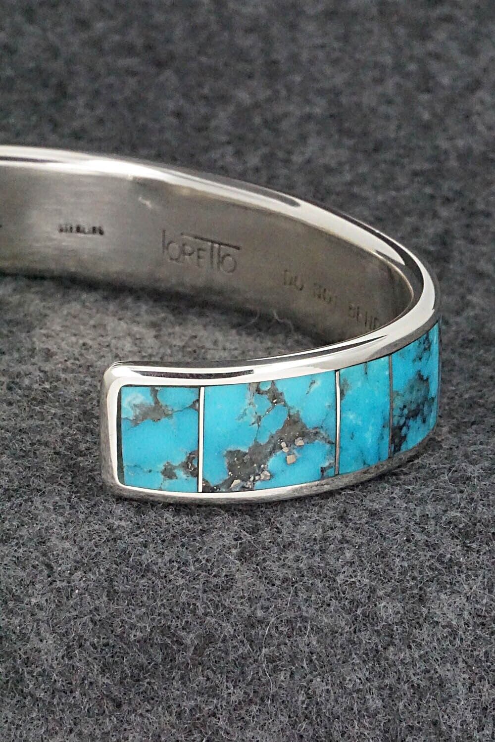 Turquoise & Sterling Silver Inlay Bracelet - Larry Loretto