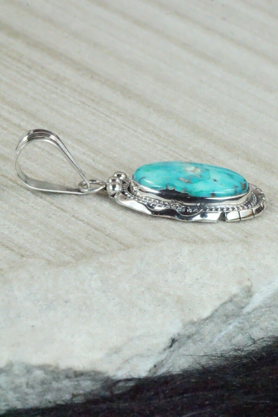 Turquoise and Sterling Silver Pendant - Samuel Yellowhair