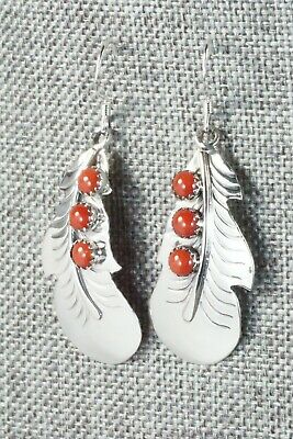 Coral and Sterling Silver Earrings - Genevieve Francisco