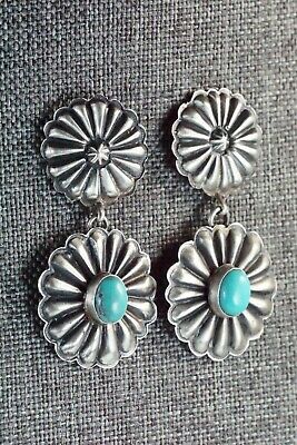 Navajo Turquoise & Sterling Silver Earrings - Eugene Charley