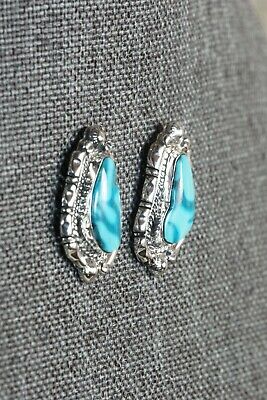 Navajo Turquoise & Sterling Silver Earrings - Annie Spencer - High Lonesome Trading