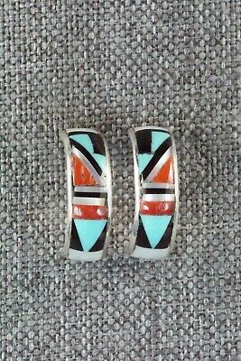 Multi Stone Inlay & Sterling Silver Earrings - Delberta Boone