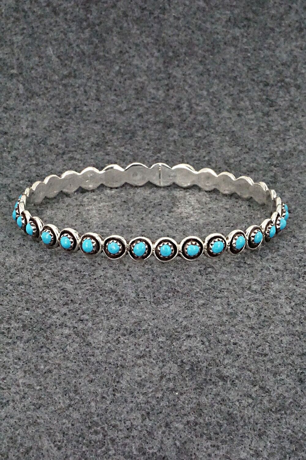 Turquoise & Sterling Silver Bangle Bracelet - Florenda Lonasee