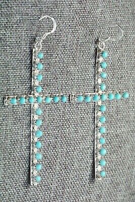 Turquoise & Sterling Silver Earrings - Lorinda Edaakie