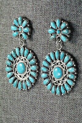 Navajo Turquoise and Sterling Silver Earrings - Zeita Begay