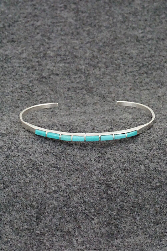 Turquoise & Sterling Silver Inlay Bracelet - Jeanette Chavez