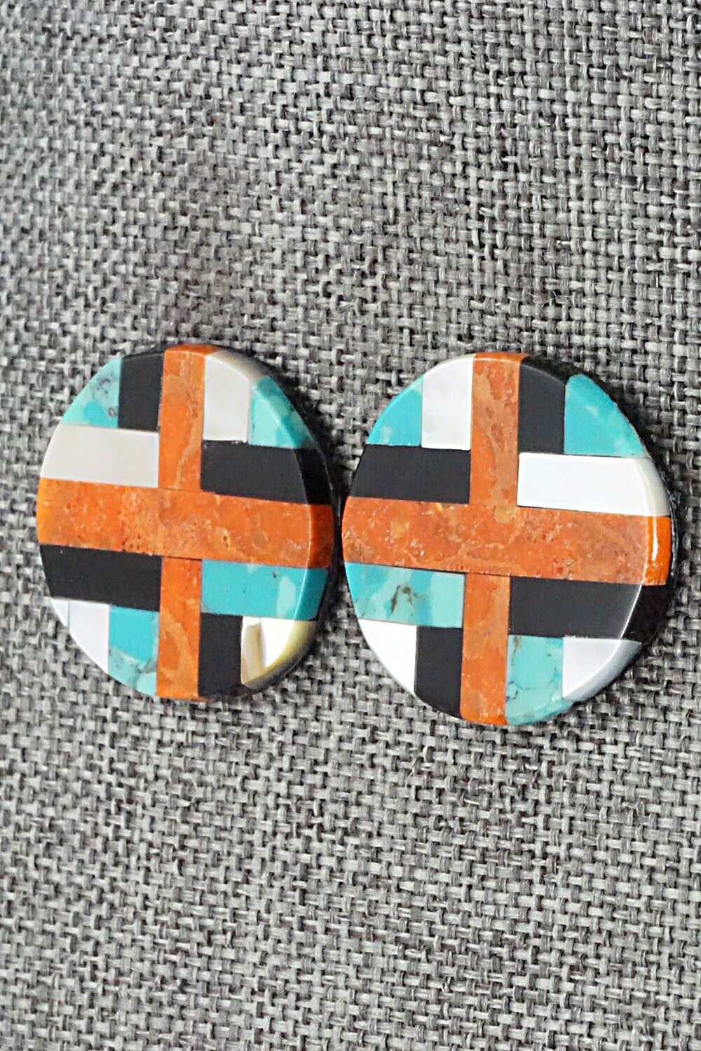 Multi Stone Inlay Earrings - Chaslyn Crespin