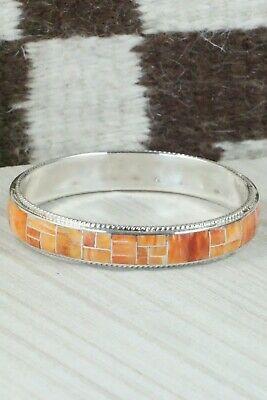 Spiny Oyster & Sterling Silver Bangle Bracelet - Ricky Booqua - High Lonesome Trading